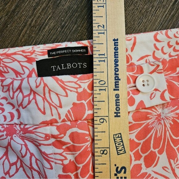 Talbots Womens Perfect Skimmer Cropped Capri Pants Sz 10 Floral Print Pink White - Picture 7 of 9